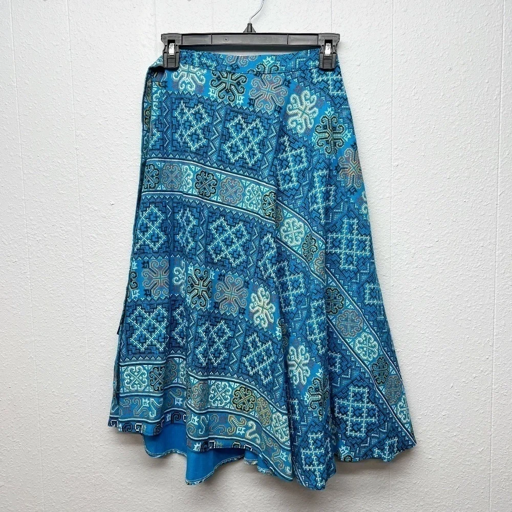 Women's True Wrap High Waisted Linen Skirt Medium Handmade Boho Cottage Festival
